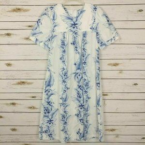 Vintage Aloha Mo'i Hawaiian Floral Print Midi Shift Dress Size Small